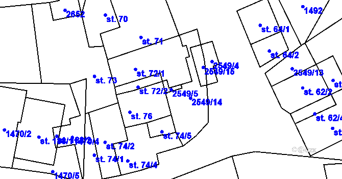 Parcela st. 2549/5 v KÚ Křešín u Pacova, Katastrální mapa