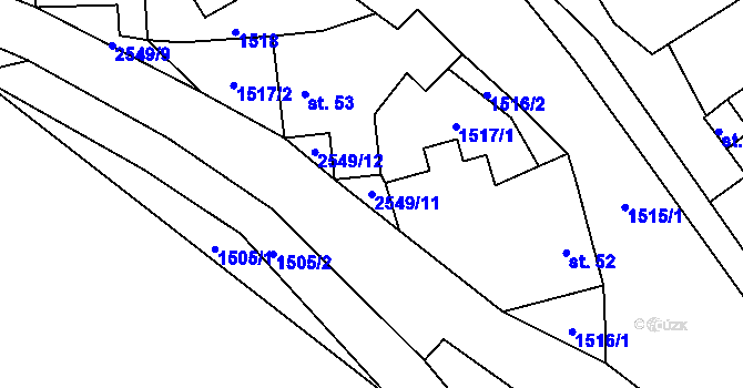 Parcela st. 2549/11 v KÚ Křešín u Pacova, Katastrální mapa