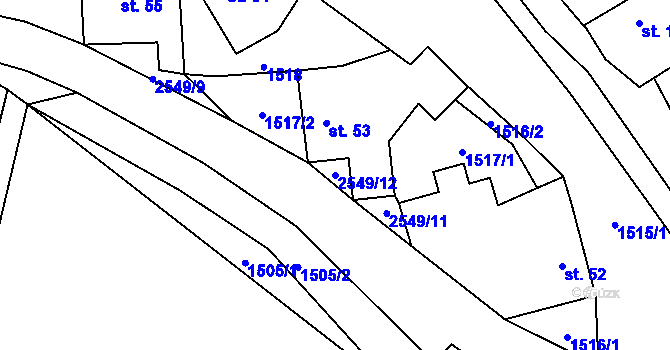 Parcela st. 2549/12 v KÚ Křešín u Pacova, Katastrální mapa