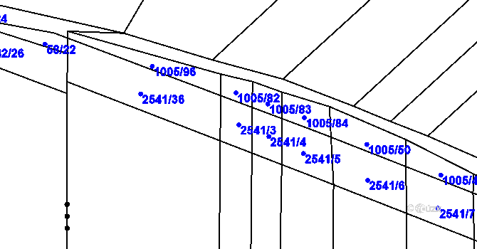 Parcela st. 2541/3 v KÚ Křešín u Pacova, Katastrální mapa