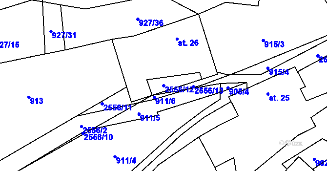 Parcela st. 2556/12 v KÚ Křešín u Pacova, Katastrální mapa