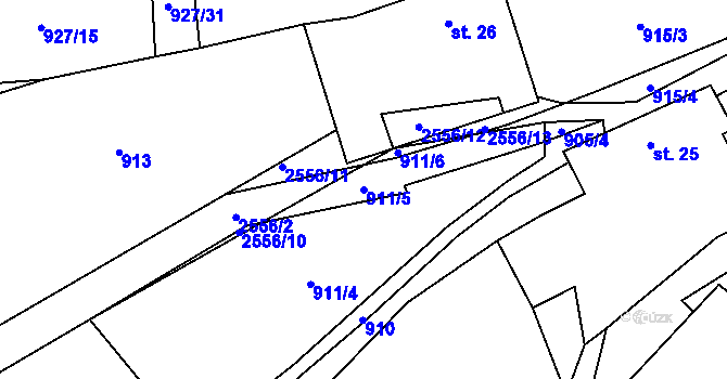 Parcela st. 911/5 v KÚ Křešín u Pacova, Katastrální mapa