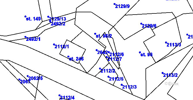 Parcela st. 2642 v KÚ Křešín u Pacova, Katastrální mapa
