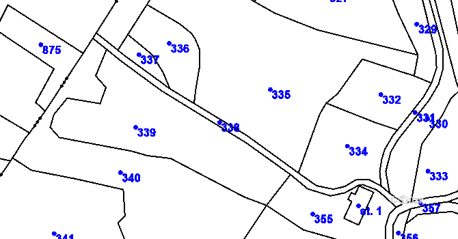Parcela st. 34/3 v KÚ Dolní Poříčí nad Křetínkou, Katastrální mapa