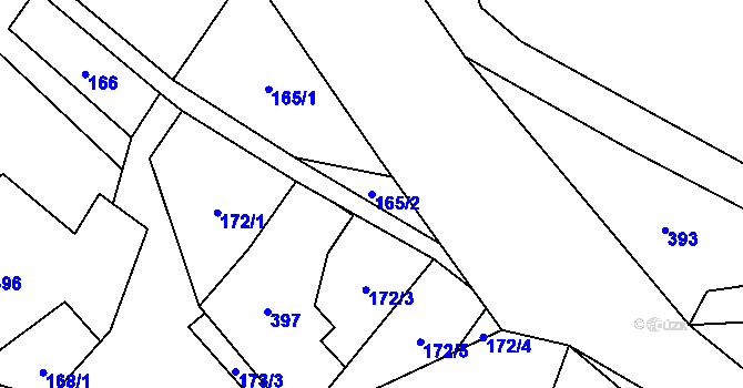 Parcela st. 165/2 v KÚ Dolní Poříčí nad Křetínkou, Katastrální mapa