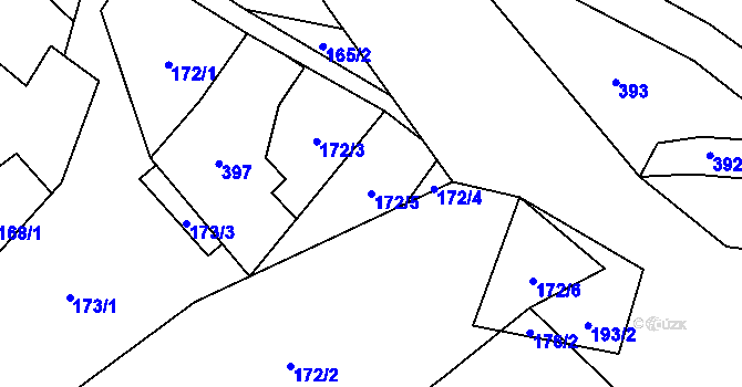 Parcela st. 172/5 v KÚ Dolní Poříčí nad Křetínkou, Katastrální mapa