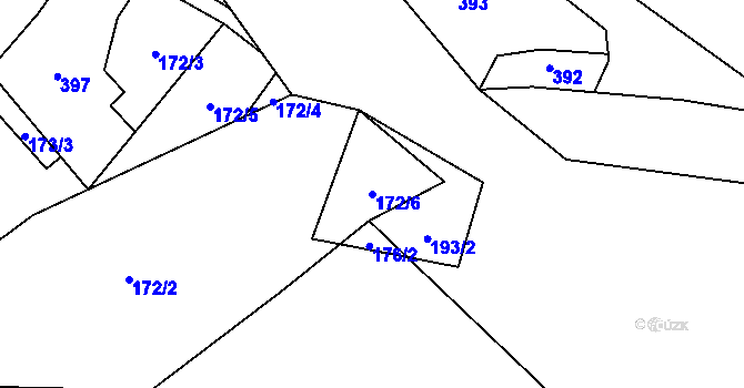 Parcela st. 172/6 v KÚ Dolní Poříčí nad Křetínkou, Katastrální mapa