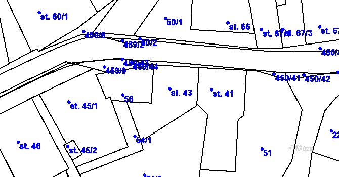 Parcela st. 43 v KÚ Křetín, Katastrální mapa