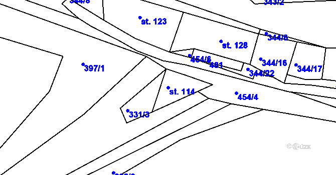 Parcela st. 114 v KÚ Křetín, Katastrální mapa