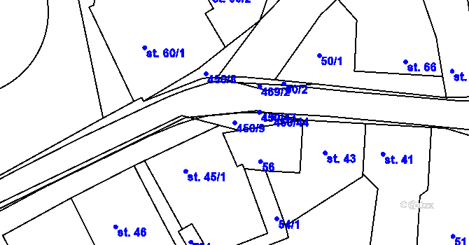 Parcela st. 450/9 v KÚ Křetín, Katastrální mapa