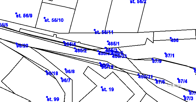 Parcela st. 450/32 v KÚ Křetín, Katastrální mapa