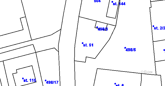 Parcela st. 51 v KÚ Křičeň, Katastrální mapa