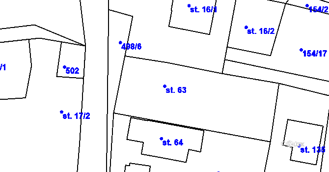 Parcela st. 63 v KÚ Křičeň, Katastrální mapa
