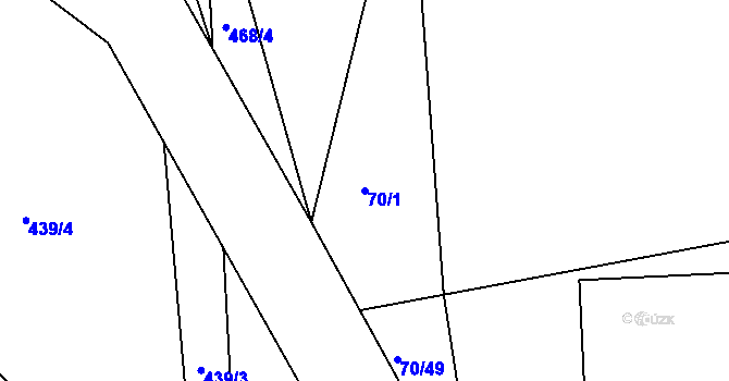 Parcela st. 70/1 v KÚ Křičeň, Katastrální mapa