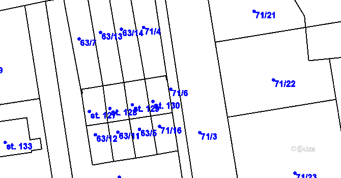 Parcela st. 71/6 v KÚ Křičeň, Katastrální mapa