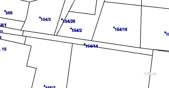Parcela st. 154/14 v KÚ Křičeň, Katastrální mapa