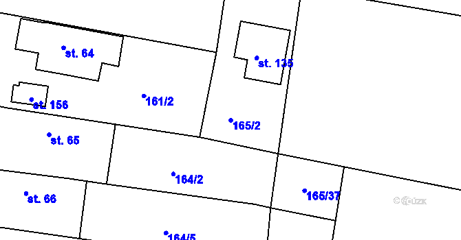 Parcela st. 165/2 v KÚ Křičeň, Katastrální mapa