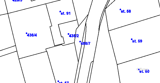 Parcela st. 498/7 v KÚ Křičeň, Katastrální mapa