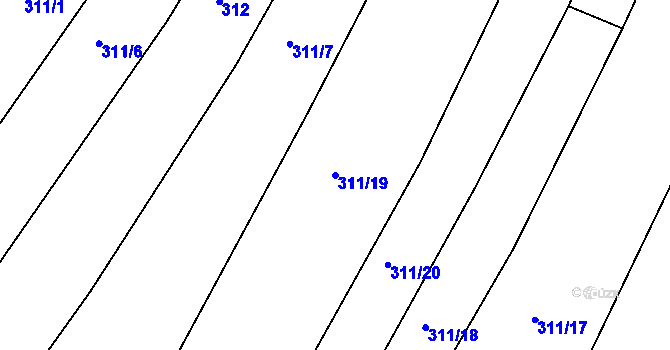 Parcela st. 311/19 v KÚ Křičeň, Katastrální mapa