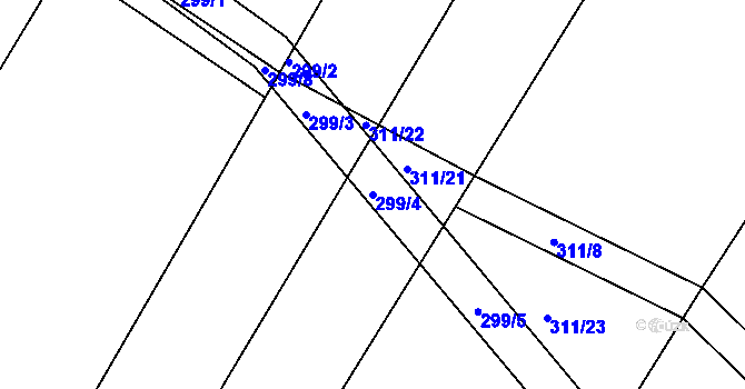 Parcela st. 299/4 v KÚ Křičeň, Katastrální mapa