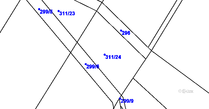 Parcela st. 311/24 v KÚ Křičeň, Katastrální mapa