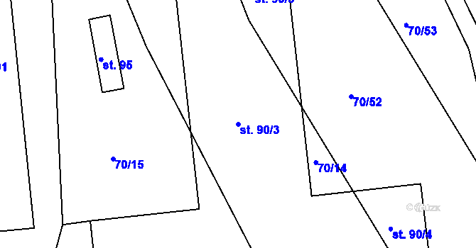 Parcela st. 90/3 v KÚ Křičeň, Katastrální mapa