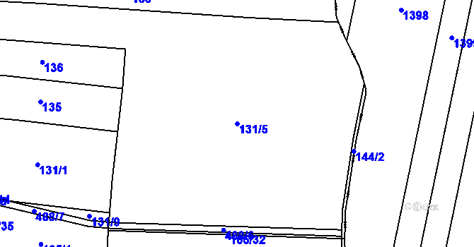 Parcela st. 131/5 v KÚ Křičeň, Katastrální mapa