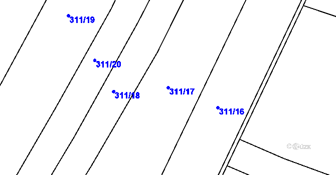 Parcela st. 311/17 v KÚ Křičeň, Katastrální mapa