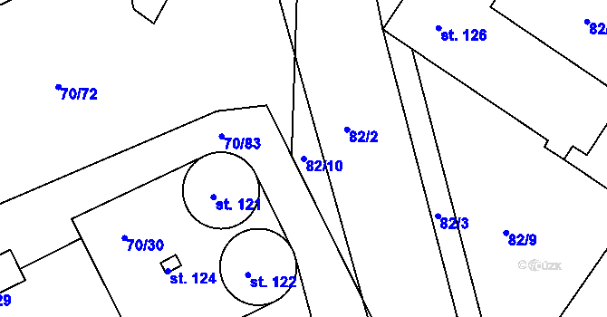 Parcela st. 82/10 v KÚ Křičeň, Katastrální mapa