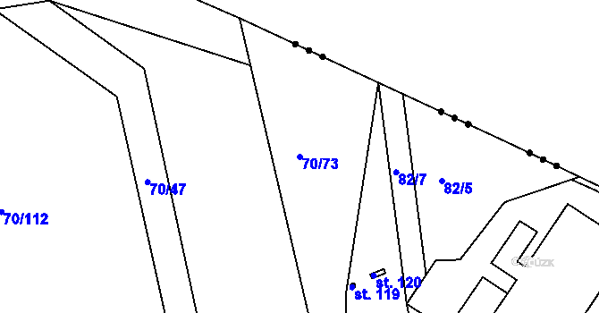 Parcela st. 70/73 v KÚ Křičeň, Katastrální mapa
