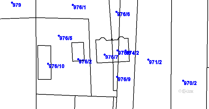 Parcela st. 976/7 v KÚ Křimice, Katastrální mapa