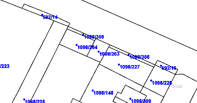 Parcela st. 1098/263 v KÚ Křimice, Katastrální mapa