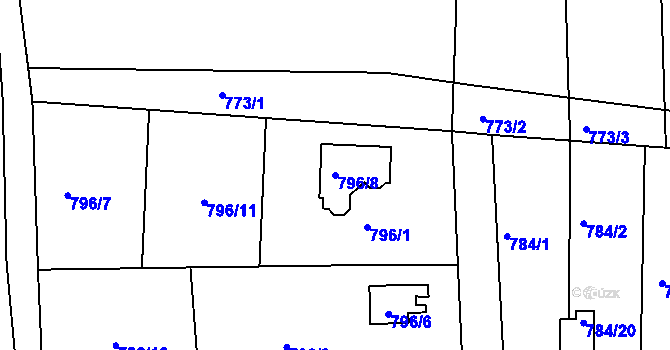 Parcela st. 796/8 v KÚ Křimice, Katastrální mapa