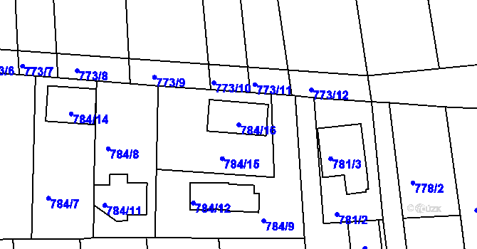 Parcela st. 784/16 v KÚ Křimice, Katastrální mapa