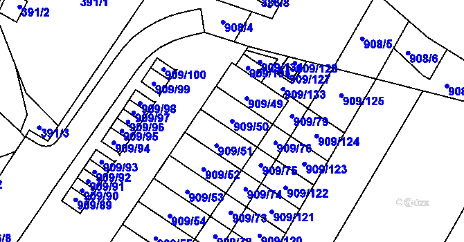 Parcela st. 909/50 v KÚ Křimice, Katastrální mapa