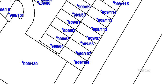 Parcela st. 909/66 v KÚ Křimice, Katastrální mapa
