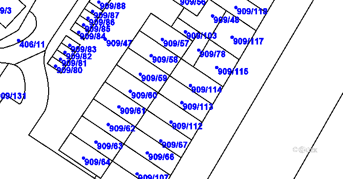 Parcela st. 909/69 v KÚ Křimice, Katastrální mapa