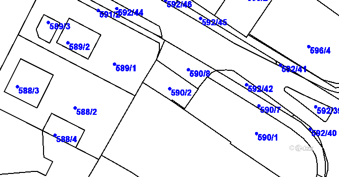 Parcela st. 590/2 v KÚ Křimice, Katastrální mapa