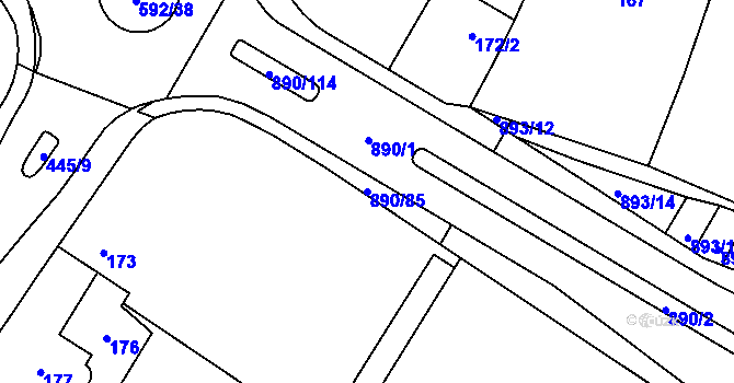 Parcela st. 890/85 v KÚ Křimice, Katastrální mapa