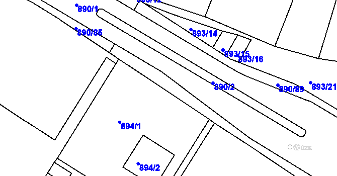 Parcela st. 890/90 v KÚ Křimice, Katastrální mapa