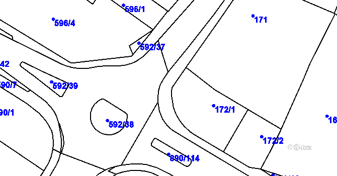 Parcela st. 592/20 v KÚ Křimice, Katastrální mapa
