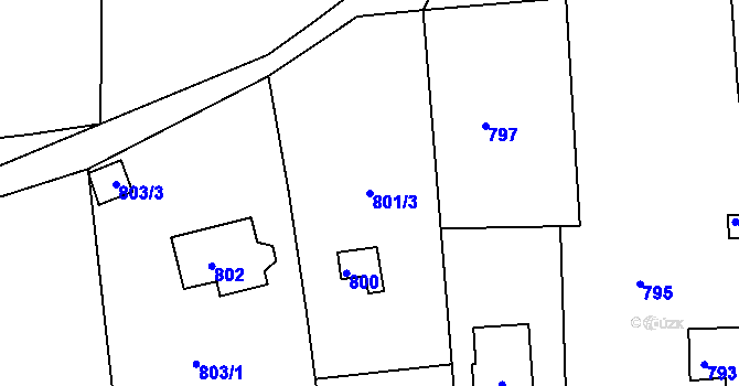 Parcela st. 801/3 v KÚ Křimice, Katastrální mapa