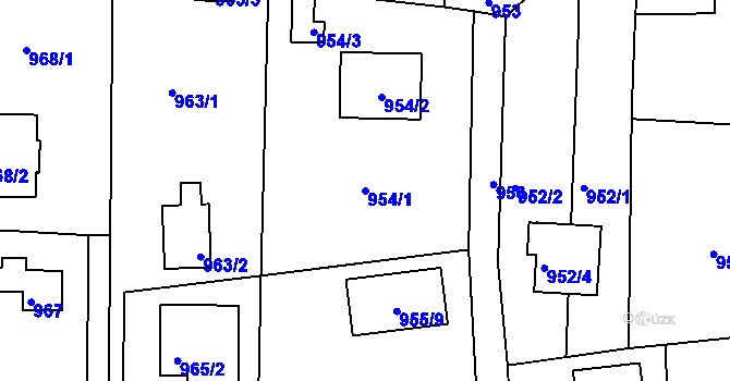Parcela st. 954/1 v KÚ Křimice, Katastrální mapa