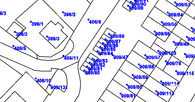 Parcela st. 909/84 v KÚ Křimice, Katastrální mapa
