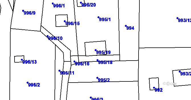 Parcela st. 995/19 v KÚ Křimice, Katastrální mapa