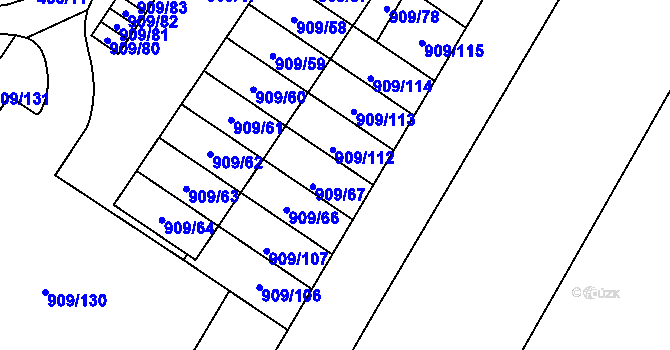 Parcela st. 909/111 v KÚ Křimice, Katastrální mapa