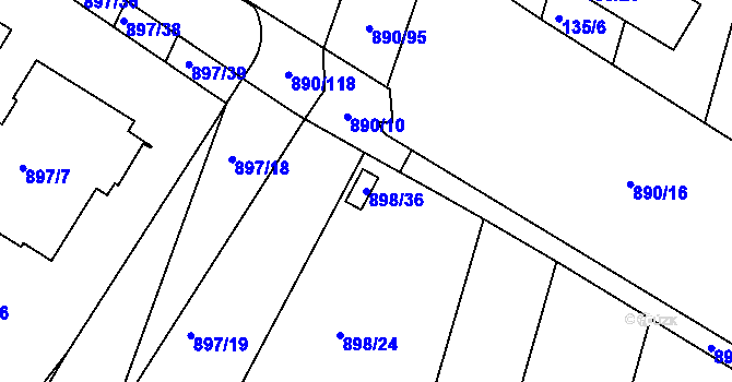 Parcela st. 898/36 v KÚ Křimice, Katastrální mapa