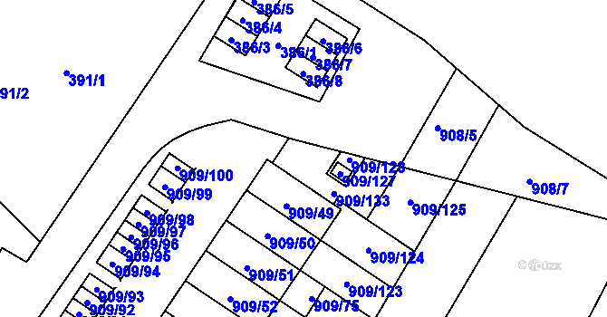 Parcela st. 909/134 v KÚ Křimice, Katastrální mapa