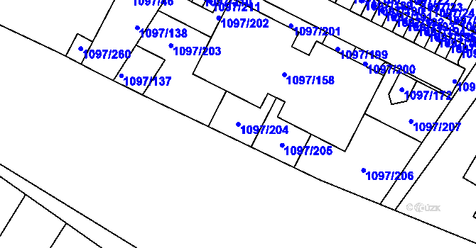 Parcela st. 1097/204 v KÚ Křimice, Katastrální mapa