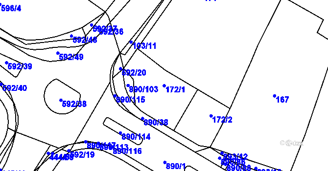 Parcela st. 172/1 v KÚ Křimice, Katastrální mapa